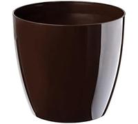 B2C Plant Pot Flower 20 Colours 9 sizes Gloss Plastic Plant Pots Planter Saucer Tray Deco (9.5 cm/ 3.7 inch, Brown)