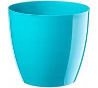 B2C Plant Pot Flower 20 Colours 9 sizes Gloss Plastic Plant Pots Planter Saucer Tray Deco (9.5 cm/ 3.7 inch, Turquoise)