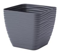B2C Plant Pot Flowerpot Square Plastic Modern Decorative Small Medium Large Anthracite 23Cm
