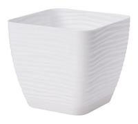 B2C Plant Pot Flowerpot Square Plastic Modern Decorative Small Medium Large White 19Cm