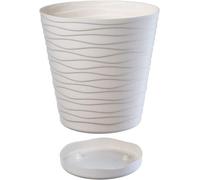 B2C Plant Pot Flowerpot Wave Plastic Crystal Modern Decorative Cream 25Cm