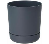 B2C Plant Pot With Saucer Flowerpot Round Plastic Modern Decorative 6 Pastel Colours Anthracite 15Cm