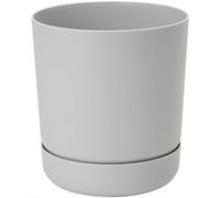B2C Plant Pot With Saucer Flowerpot Round Plastic Modern Decorative 6 Pastel Colours Platinum 15Cm