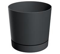 B2C Plant Pot with Saucer Indoor Outdoor Matt Plastic Round Planter Flowerpot Cover Durable Modern With Drainage Smooth Texture (Dark Grey, 35L - (D39cm x H37.5cm))