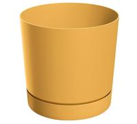 B2C Plant Pot with Saucer Indoor Outdoor Matt Plastic Round Planter Flowerpot Cover Durable Modern With Drainage Smooth Texture (Mustard, 8L - (D23.9cm x H23.1cm))
