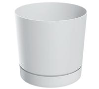 B2C Plant Pot with Saucer Indoor Outdoor Matt Plastic Round Planter Flowerpot Cover Durable Modern With Drainage Smooth Texture (White, 14.5L - (D29.2cm x H28.3cm))