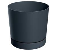 B2C Plant Pot with Saucer Indoor Outdoor Matt Plastic Round Planter Flowerpot Cover Durable Modern With Drainage Smooth Texture (Anthracite, 22.5L (D33.8cm x H32.6cm))