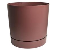 B2C Plant Pot with Saucer Indoor Outdoor Matt Plastic Round Planter Flowerpot Cover Durable Modern With Drainage Smooth Texture (Marsala, 14.5L - (D29.2cm x H28.3cm))