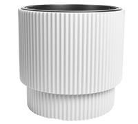 B2C Plant Pots Flower Planter 7 Colours 2 sizes Tall Wavy Plastic Pot Boho Elegant Textured Plastic Lightweight Home Garden Patio (White, 30cm - 17L)