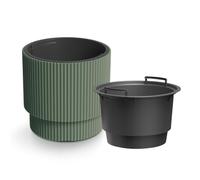 B2C Plant Pots Flower Planter 7 Colours 2 sizes Tall Wavy Plastic Pot Boho Elegant Textured Plastic Lightweight Home Garden Patio (Pine green, 40cm - 38L)