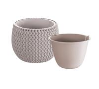 B2C Plant Pots Indoor Outdoor Plastic Flowerpot Small Medium Large Splofy Home Decorative Planter Braid yarn Mesh Effect (Mocca, 24 cm - 2.3 litre)