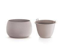 B2C Plant Pots Indoor Outdoor Plastic Flowerpot Small Medium Large Splofy Home Decorative Planter Braid yarn Mesh Effect (Mocca, 37 cm - 9 litre)