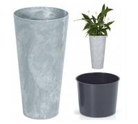 B2C Planter Plant Pot Flowerpot Cylinder Outdoor Garden Balcony Indoor Beton Tall Slim Concrete Effect Modern (Concrete, 76.2cm)