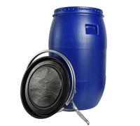 B2C Plastic Food Storage Barrel Drum HDPE Lock Latch Ring Large Liquid Food Sealable Container Food Grade Lightweight Multipurpose (220L)
