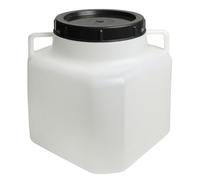 B2C Plastic Food Storage Barrels with Screw-On Lid & Handles - 1.2L to 5L - Food-Safe, Durable, Lightweight, Perfect for Fermenting, Water & Kitchen Use (2, White, 5L SQUARE)