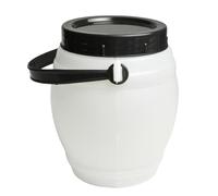B2C Plastic Food Storage Barrels with Screw-On Lid & Handles - 1.2L to 5L - Food-Safe, Durable, Lightweight, Perfect for Fermenting, Water & Kitchen Use (2, White, 1.5L)