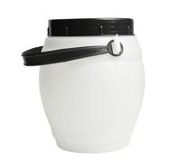 B2C Plastic Food Storage Barrels with Screw-On Lid & Handles - 1.2L to 5L - Food-Safe, Durable, Lightweight, Perfect for Fermenting, Water & Kitchen Use (1, White, 1.5L)
