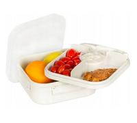B2C Plastic Lunch Box Compartments Layered School Nursery Work Food Snack Container White