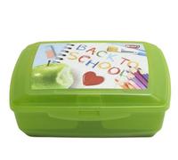 B2C Plastic Lunch Box Kids Cooling Block 1.3L Boys Girls School Trip Cute Graphic Back To School - Green + Cooling