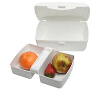 B2C Plastic Lunch Box Kids Cooling Block 1.3L Boys Girls School Trip Cute Graphic Fit Box - White