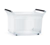 B2C Plastic Storage Box Boxes Handles Wheels Container Home Kitchen Office Box Toys Organizer Portable Sort Bin Storing Tub Warehouse Clear See-through (Style 8)