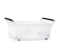B2C Plastic Storage Box Boxes Handles Wheels Container Home Kitchen Office Box Toys Organizer Portable Sort Bin Storing Tub Warehouse Clear See-through (Style 5)