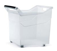 B2C Plastic Storage Box Boxes Handles Wheels Container Home Kitchen Office Box Toys Organizer Portable Sort Bin Storing Tub Warehouse Clear See-through (Style 7)