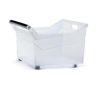 B2C Plastic Storage Box Boxes Handles Wheels Container Home Kitchen Office Box Toys Organizer Portable Sort Bin Storing Tub Warehouse Clear See-through (Style 4)