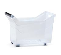 B2C Plastic Storage Box Boxes Handles Wheels Container Home Kitchen Office Box Toys Organizer Portable Sort Bin Storing Tub Warehouse Clear See-through (Style 6)
