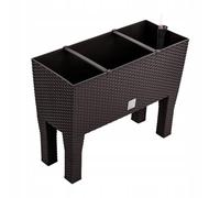 B2C Raised Planter Plant Pot On Legs Rattan Large Look Texture White Anthracite Flower Box 60cm 80cm Home Growing Garden Decoration (Umber, L 60cm x H 46cm)