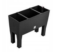 B2C Raised Planter Plant Pot On Legs Rattan Large Look Texture White Anthracite Flower Box 60cm 80cm Home Growing Garden Decoration (Anthracite, L 80cm x H 62cm)