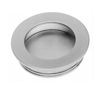 B2C Recessed Flush Door Handle Finger Pull Round 40 x 40 x 10mm Furniture Overlapping Sliding Doors Opening Modern Hardware (Aluminium)