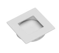 B2C Recessed Flush Door Handle Finger Pull Square 40 x 40 x 10mm Furniture Overlaping Doors Opening Wardrobe Kitchen (White)