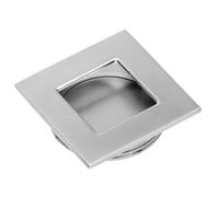 B2C Recessed Flush Door Handle Finger Pull Square 40 x 40 x 10mm Furniture Overlaping Doors Opening Wardrobe Kitchen (Aluminium)