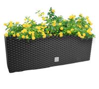 B2C Rectangle Hanging Flowerpot Planter Fence Pot Basket Rattan Look Plastic Hooks L395mm X W185mm Anthracite