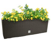 B2C Rectangle Hanging Flowerpot Planter Fence Pot Basket Rattan Look Plastic Hooks L580mm X W180mm Umber