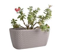 B2C Rectangular Planter Long Flower Pot Indoor Outdoor Patio Plant Case Plastic Woven Rattan knitted braided pattern Home & Garden (Mocca, 40cm)