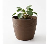 B2C Ribbed Plant Pot Plastic Flowerpot Planter Round Indoor Outdoor Cover Hazelnut 16Cm