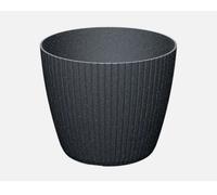 B2C Round Flower Pot Planter Vertical Groves Texture 20% Wood Plastic Modern Elegant 3.9L (W198mm X H 172mm) Eco Anthracite