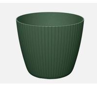 B2C Round Flower Pot Planter Vertical Lines Textured Plastic Durable Home Indoor Pine Green 0.8L ( W 119mm X H 99mm)