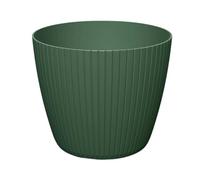 B2C Round Flower pot Planter Vertical Lines Textured Plastic Durable Home Indoor (Pine Green, 3.9L (W198mm x H 172mm))
