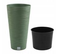 B2C Round Furu Style Look Planter Tall Flower Plant Pot Indoor Outdoor Garden Decor Earth Green 300mm - 12"