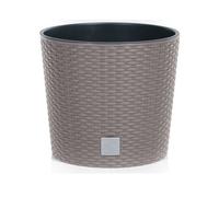 B2C Round Planter Plant Flower Pot Outdoor Garden Weatherproof With Insert Rattan Beige 30Cm - 15 Litres