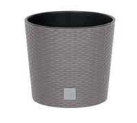 B2C Round Planter Plant Flower Pot Outdoor Garden Weatherproof with Insert Rattan Look Plastic Indoor Outdoor Patio Home Decor (Beige, 20cm - 4 Litres)