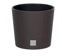 B2C Round Planter Plant Flower Pot Outdoor Garden Weatherproof with Insert Rattan Look Plastic Indoor Outdoor Patio Home Decor (Brown, 40cm - 35 Litres)
