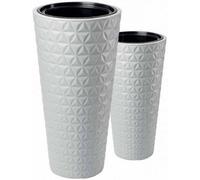 B2C Round Tall Plant Pot Elegant Large Flower Indoor Outdoor Garden Planters Diamond White H 79Cm X D 40Cm