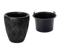 B2C Round Tall Plant Pot Elegant Large Flower Indoor Outdoor Garden Planters Flow Black H 32Cm X D 29Cm