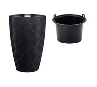 B2C Round Tall Plant Pot Elegant Large Flower Indoor Outdoor Garden Planters Flow Black H 48Cm X D 29Cm