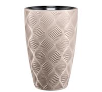 B2C Round Tall Plant Pot Elegant Large Flower Indoor Outdoor Garden Planters Flow High 5 Colours Wave Plastic Textured With insert (Taupe, H58cm x D38.5 cm)