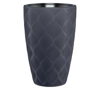 B2C Round Tall Plant Pot Elegant Large Flower Indoor Outdoor Garden Planters Flow High 5 Colours Wave Plastic Textured With insert (Anthracite, H58cm x D38.5 cm)